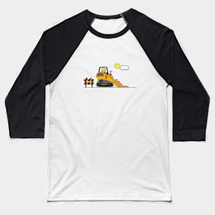 Kids drawing construction worker riding a bulldozer Baseball T-Shirt